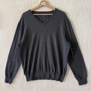 Polo Ralph Lauren V-neck Gray Sweater Size L 100% Pima Cotton NWOT